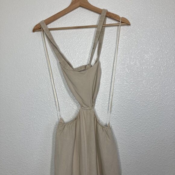 ASTR The Label Marise Jumpsuit Womens XS Beige Linen Blend Wide Leg Cut Out - Picture 3 of 16